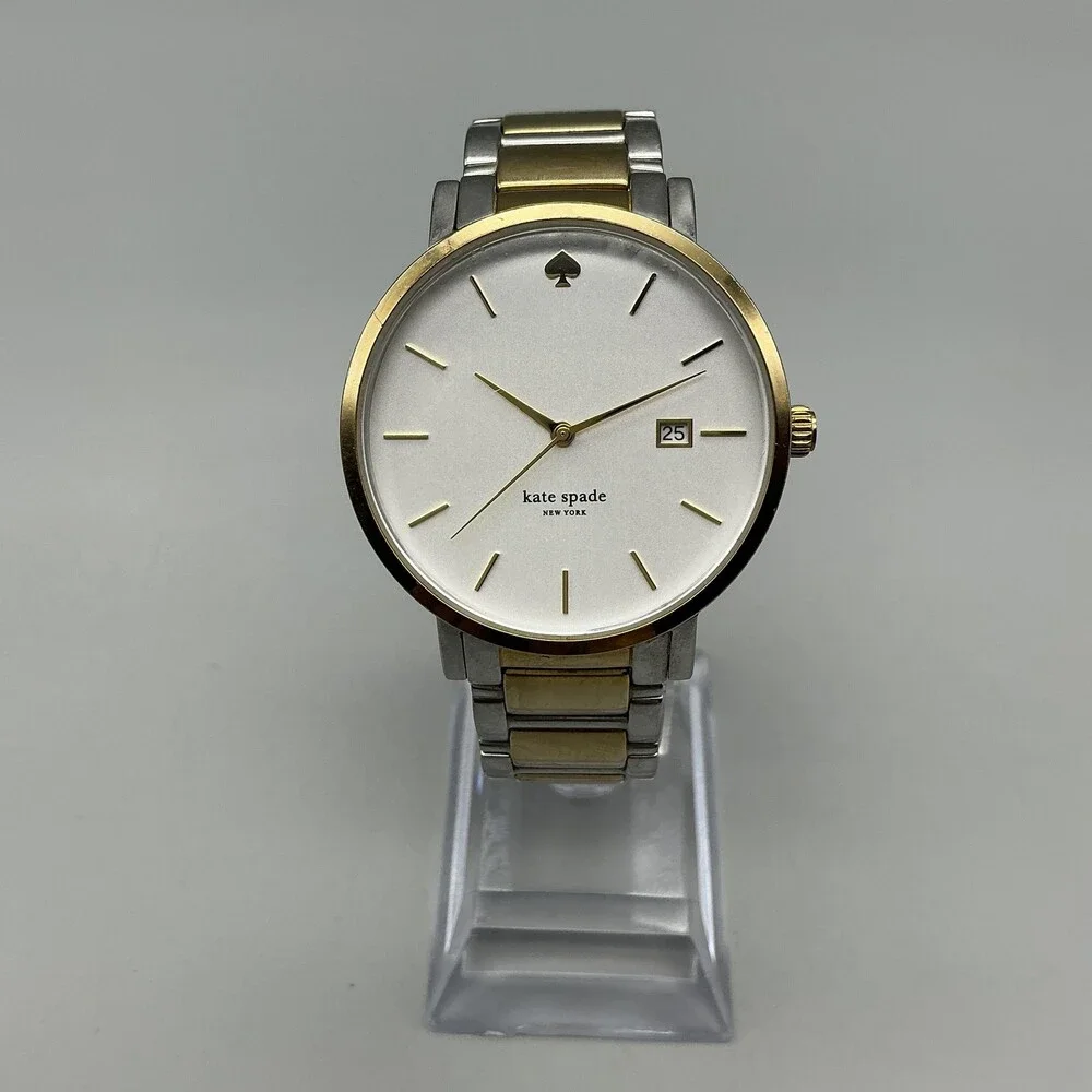 Kate Spade Womens Watch 38mm Two Tone Stainless Date New Battery 6.75